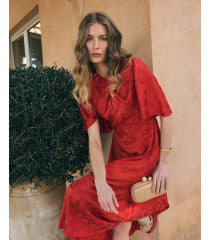 Maeve cross over burnt orange/red dress