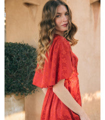 Maeve cross over burnt orange/red dress