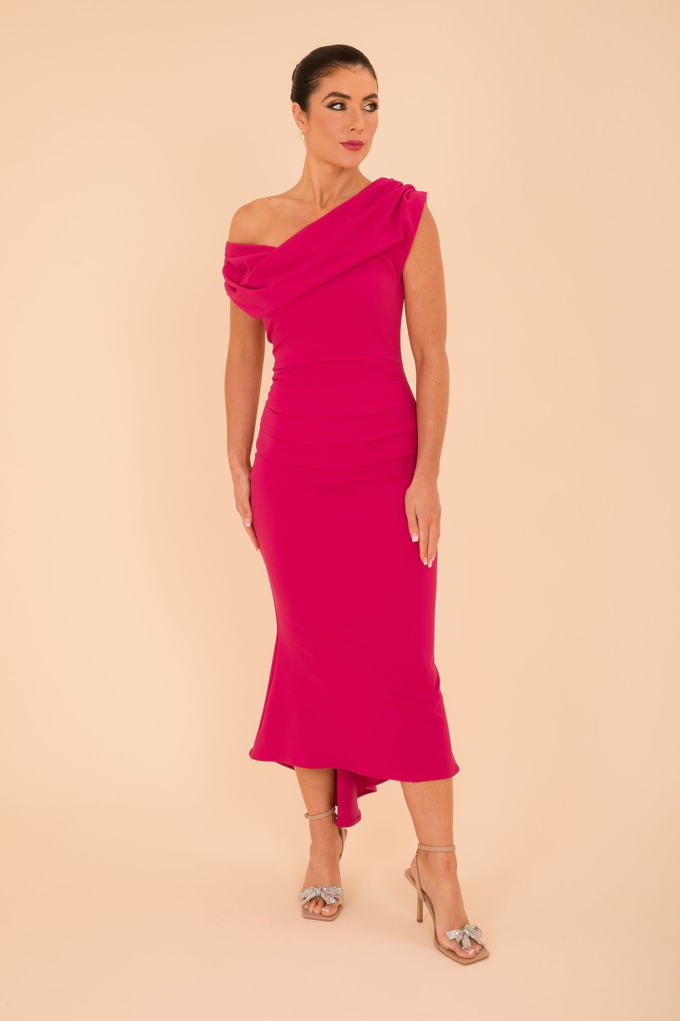 Hot pink Atom label bardot dress