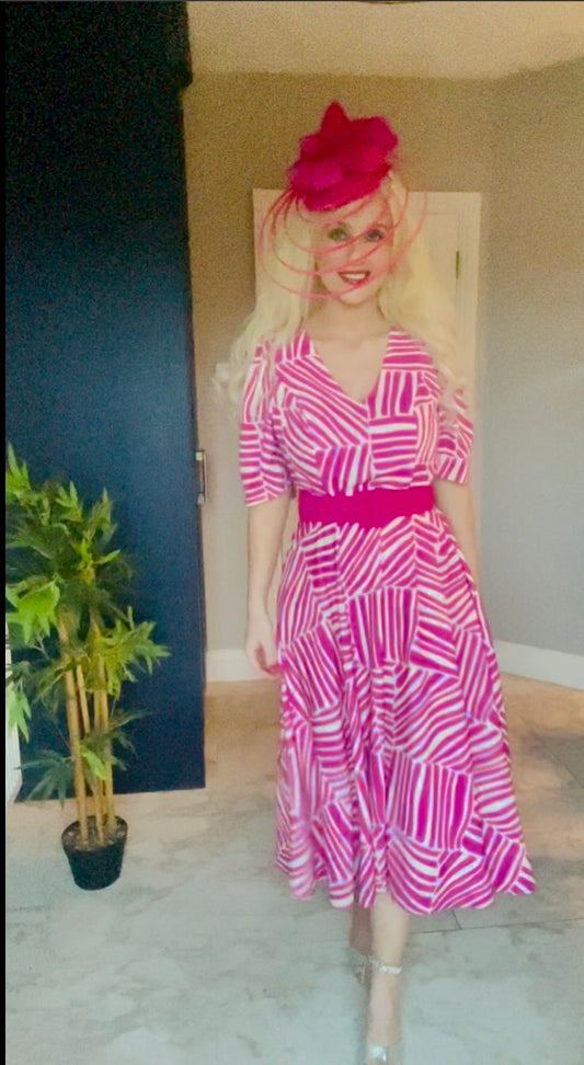 Pink Stripped dress with belt