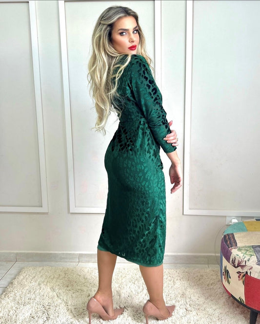 CLOSET LONDON GREEN WRAP MIDI DRESS