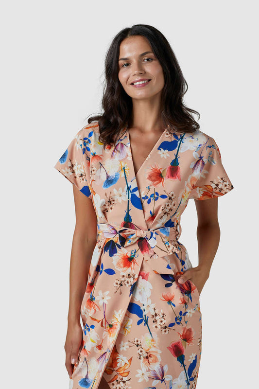 Closet Peach Kimono wrap dress