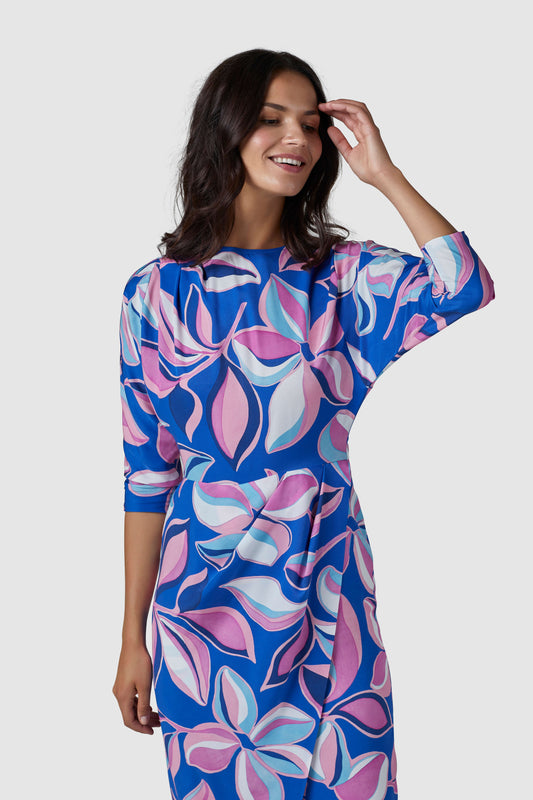 Closet London Blue Floral Print Pencil Dress