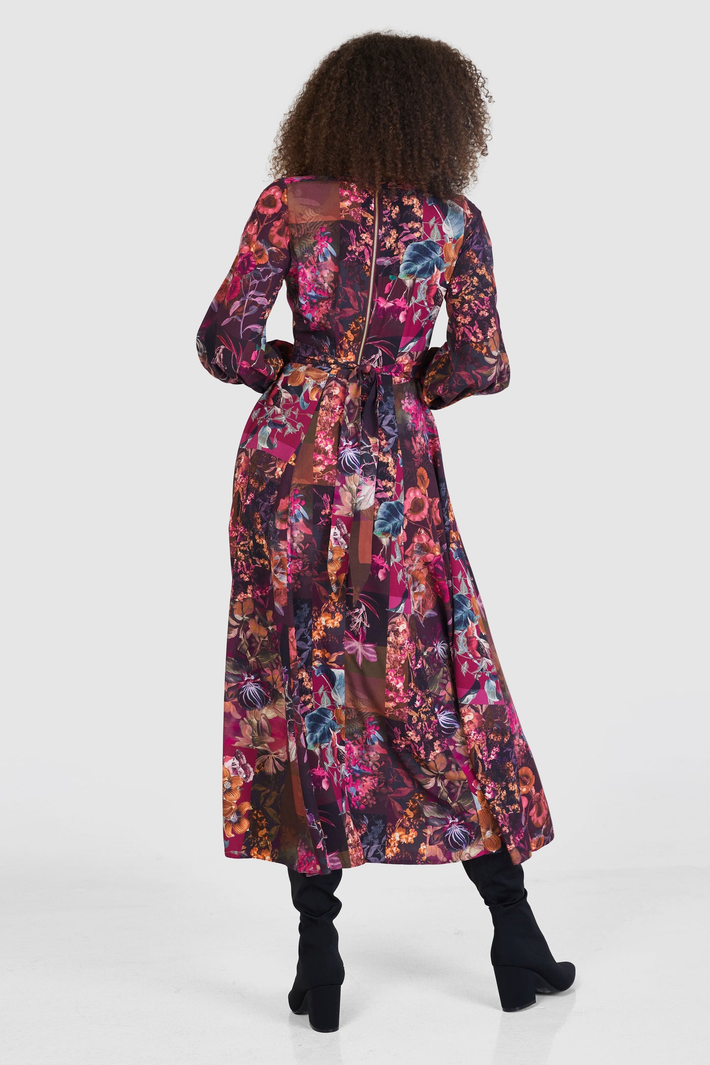 CLOSET MAROON FLORAL PRINT FULL SKIRT WRAP DRESS