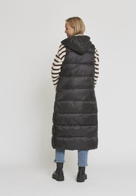 Long black puffer coat with hood