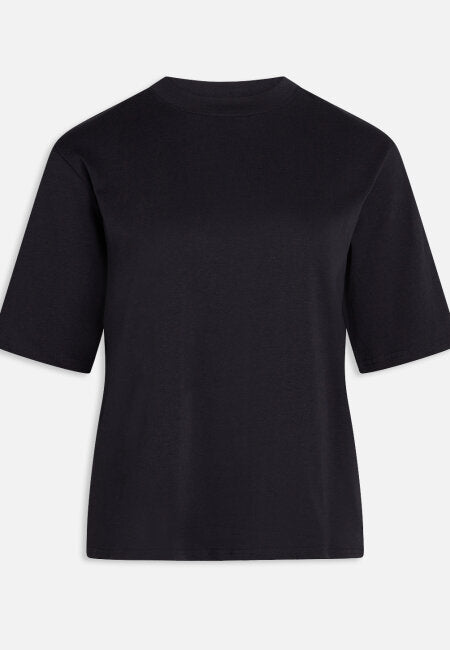 Black cotton round neck t-shirt