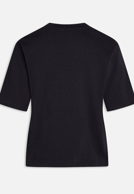 Black cotton round neck t-shirt