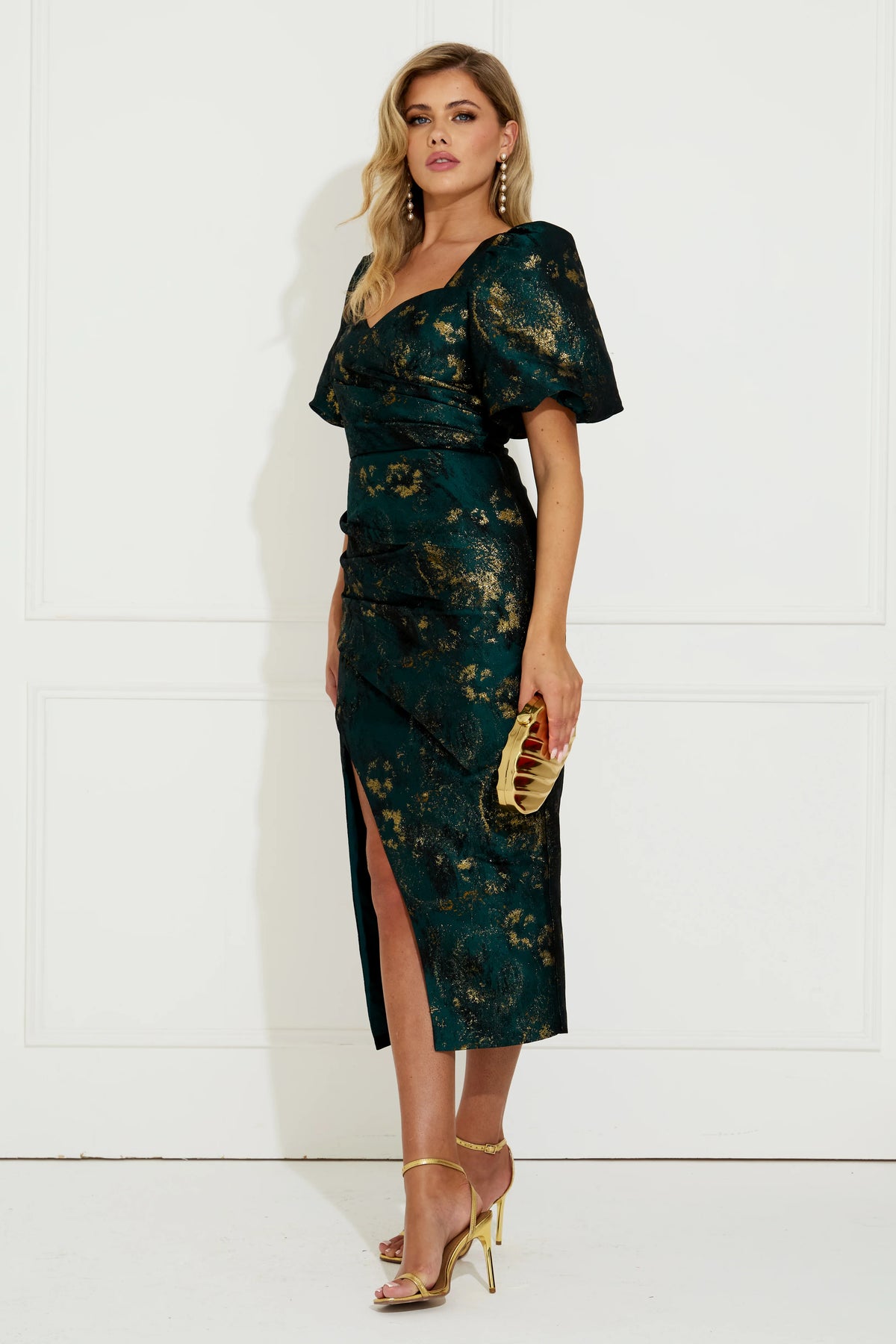 Camellia sweetheart metallic dress