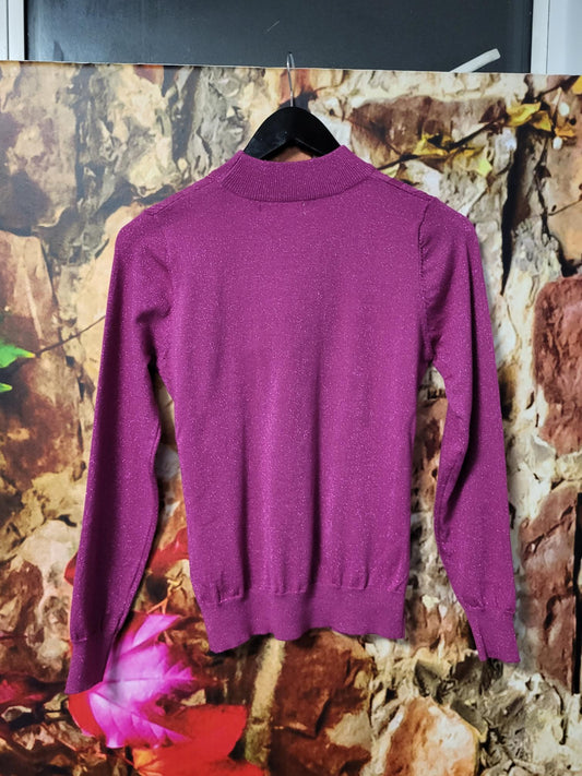 FLY GIRL RIB NECK  FINE KNITT JUMPER GLITTER DETAIL