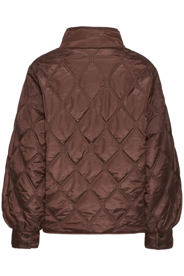 High neck padded jacket rum raisin