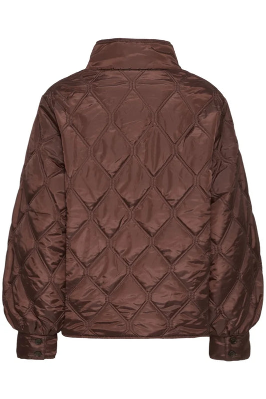 High neck padded jacket rum raisin