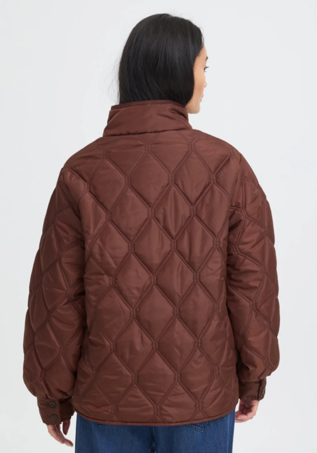 High neck padded jacket rum raisin