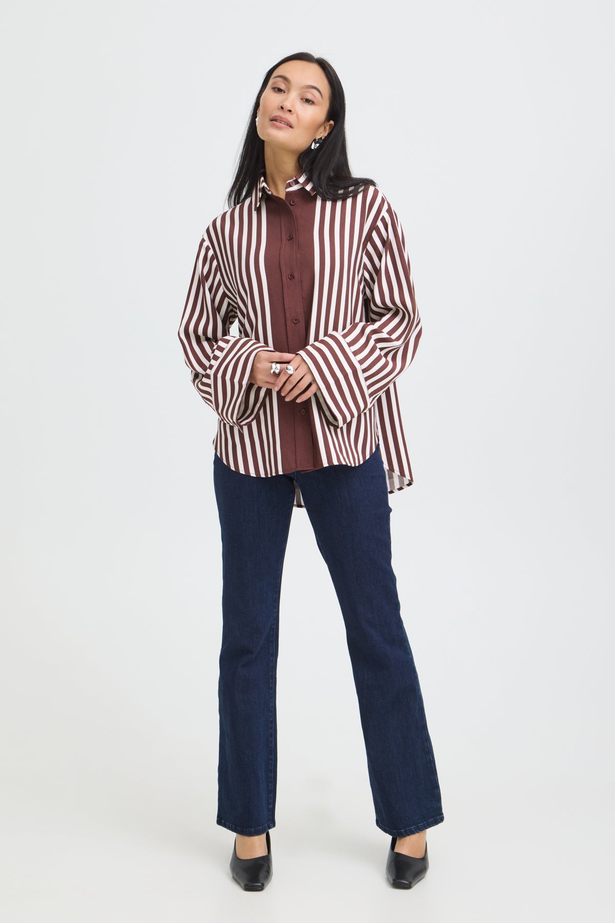 Fransa burgundy stripe shirt