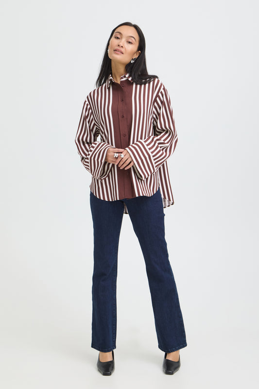 Fransa burgundy stripe shirt