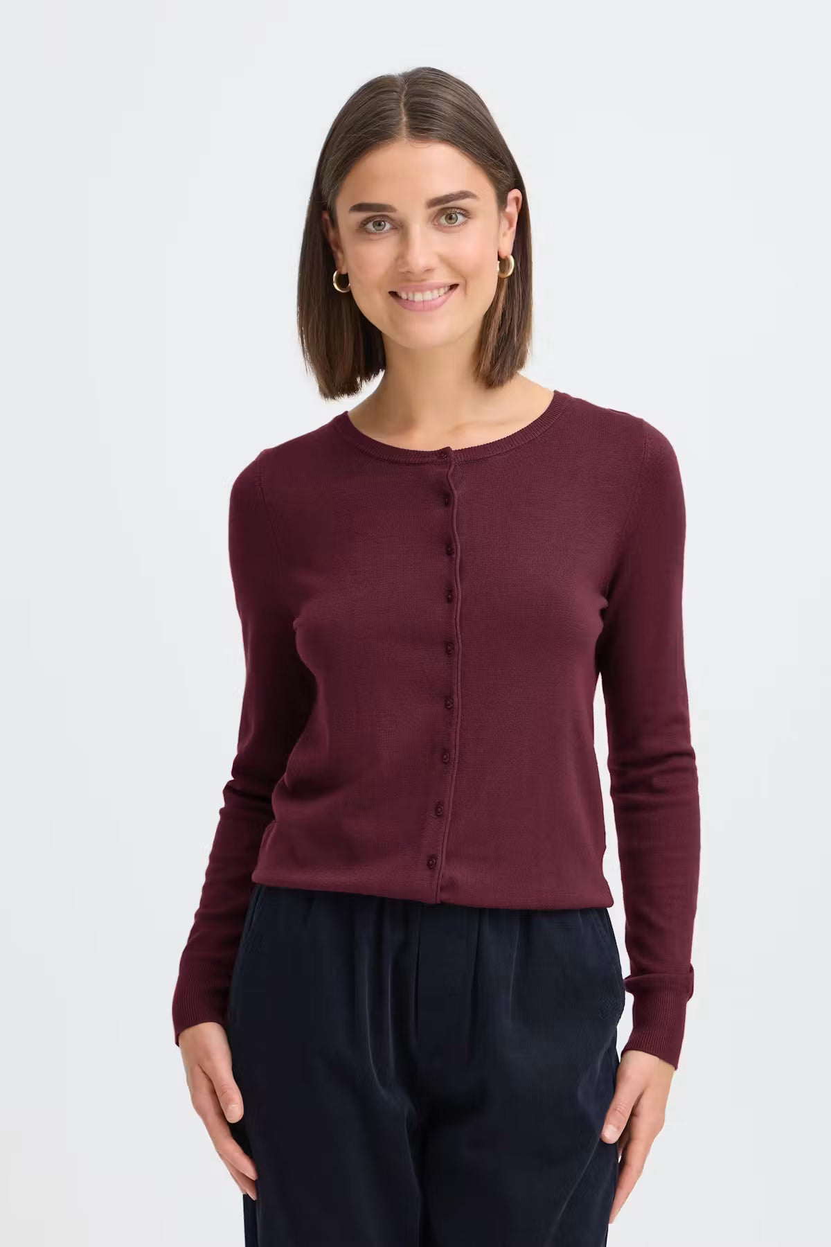 Fransa basic cardigan brown