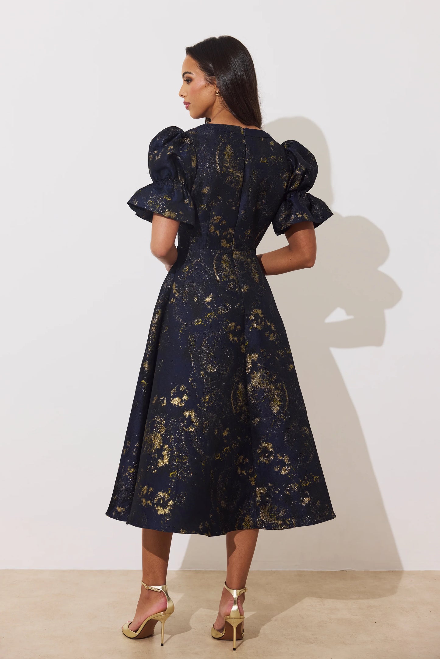 Callie Metallic Full skirt Midnight dress