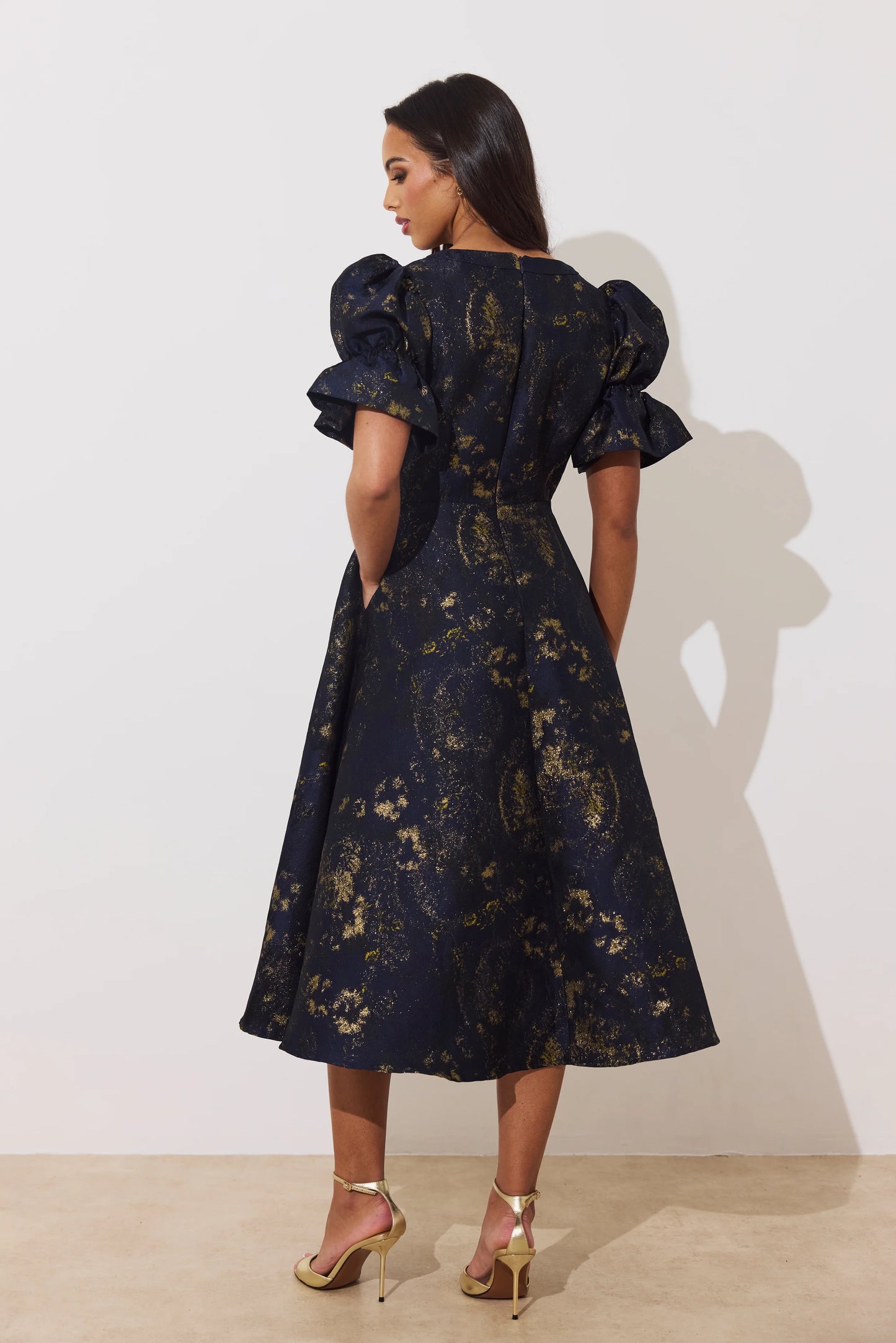 Callie Metallic Full skirt Midnight dress