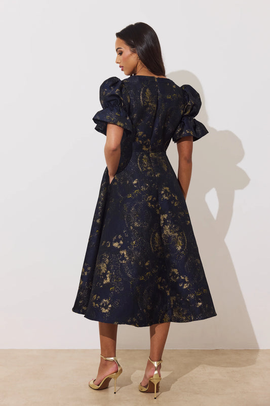 Callie Metallic Full skirt Midnight dress