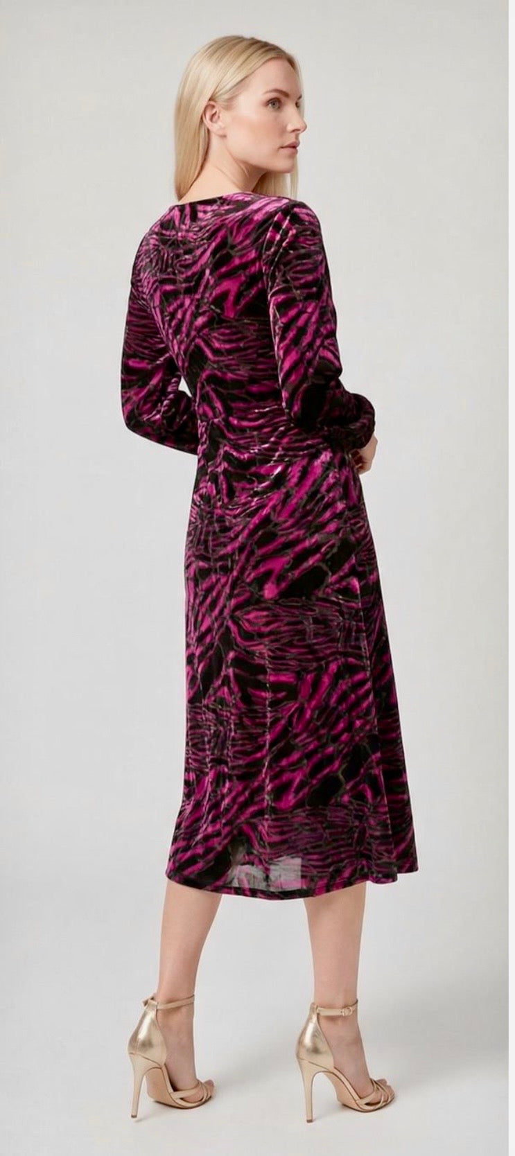 Allison Fuschia Black stripe dress