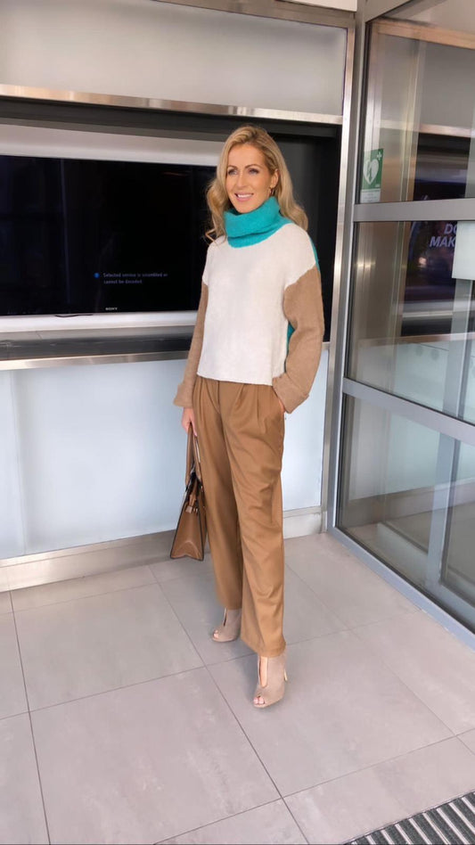 Camel/tan wide leg trousers