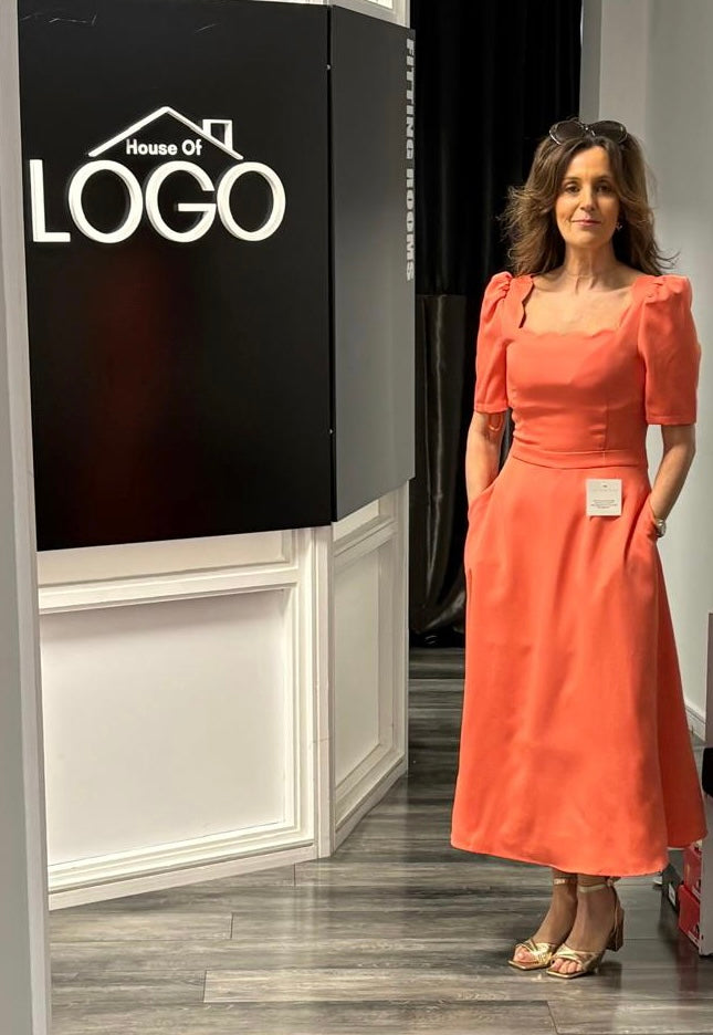 CORAL SCALP NECKLINE 8TH SIGN DRESS