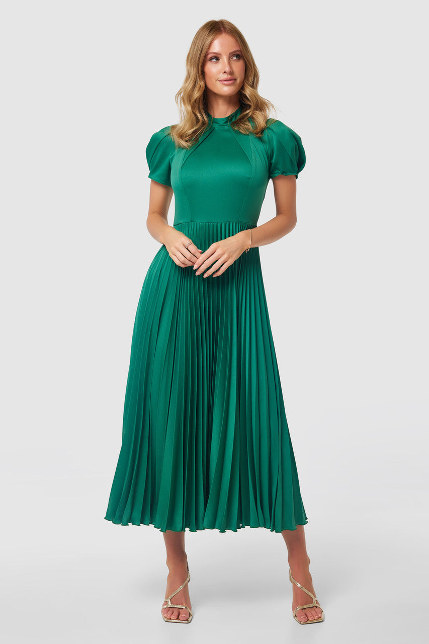 Green pleated Closet London dress