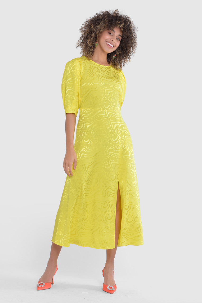 Closet London yellow a-line midi dress