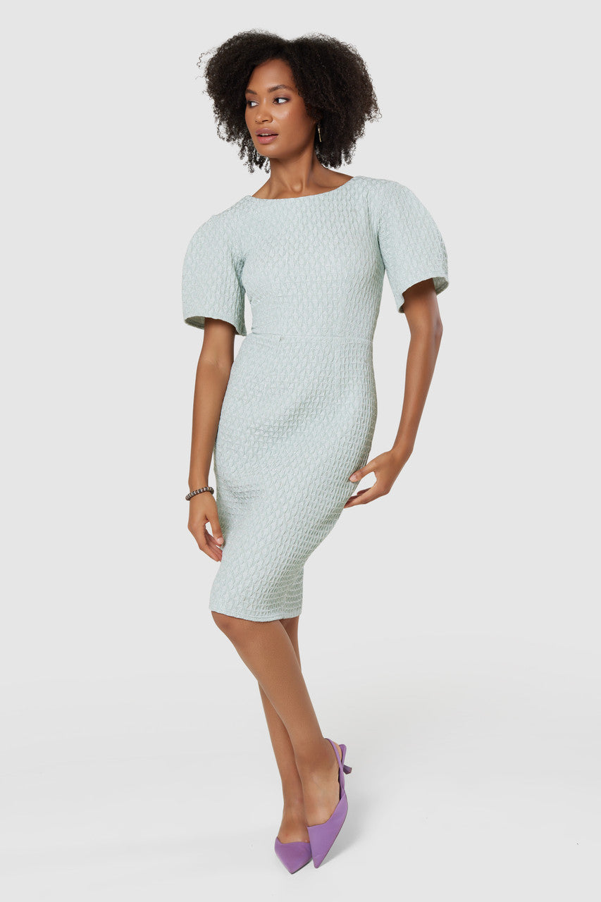 CLOSET LONDON MINT GREEN V-BACK PENCIL MIDI DRESS