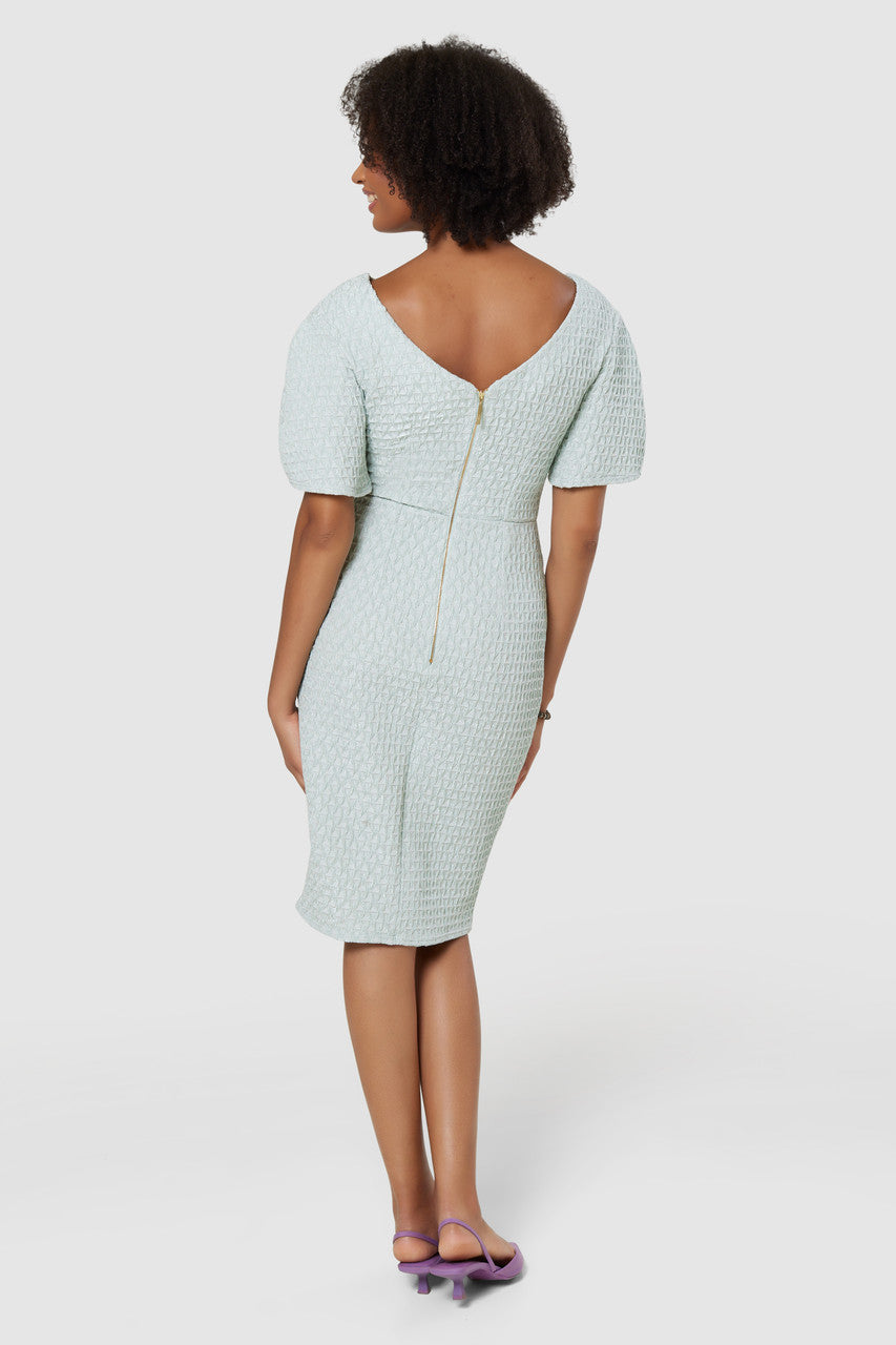 CLOSET LONDON MINT GREEN V-BACK PENCIL MIDI DRESS