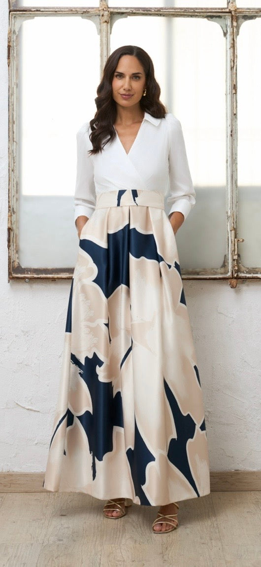 Navy and cream dress