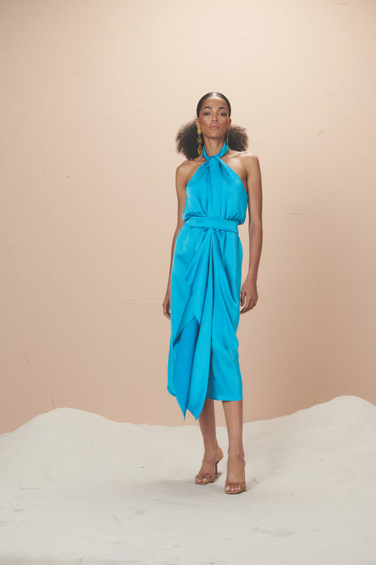 Pia B turquoise midi dress