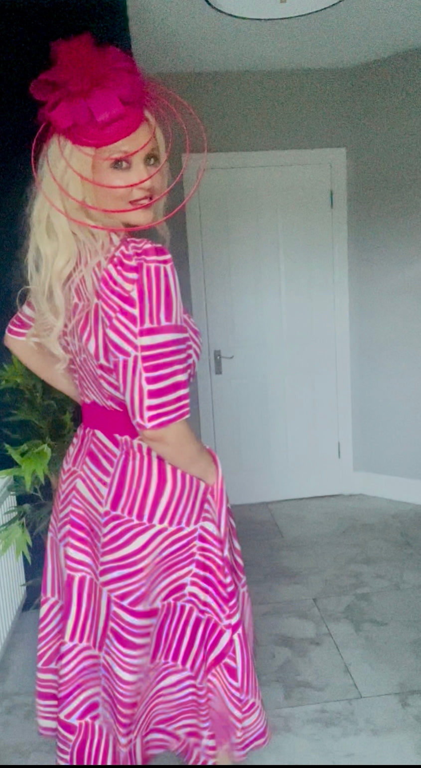 Pink Stripped dress with belt