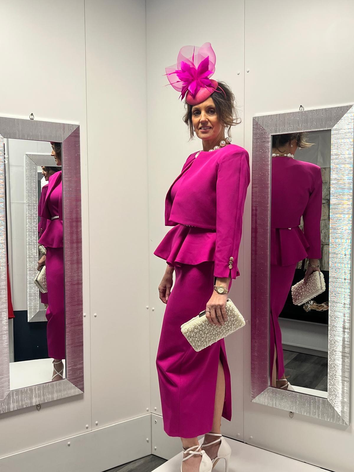 Pink Peplum dress with jacket