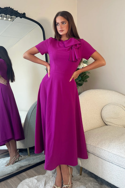 Minta Bow Detail Short sleeve midi dress