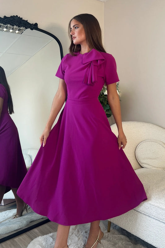 Minta Bow Detail Short sleeve midi dress