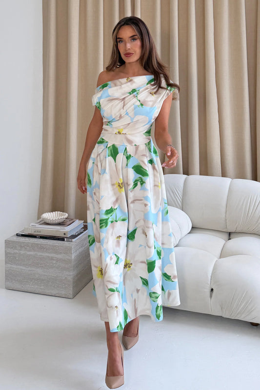 Betty asymmentrical floral print midi