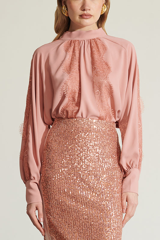 Le Sarte Del Sole Lace Peach Detail Blouse