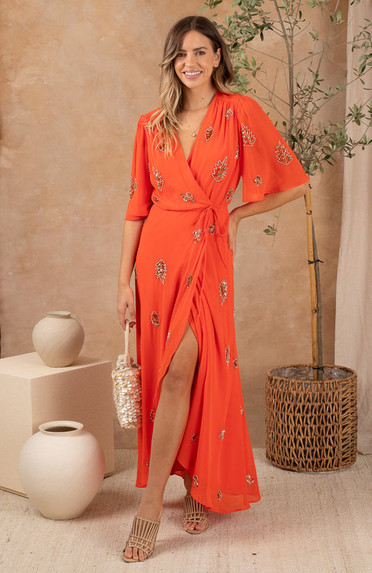 The Alana Embellished Wrap Dress