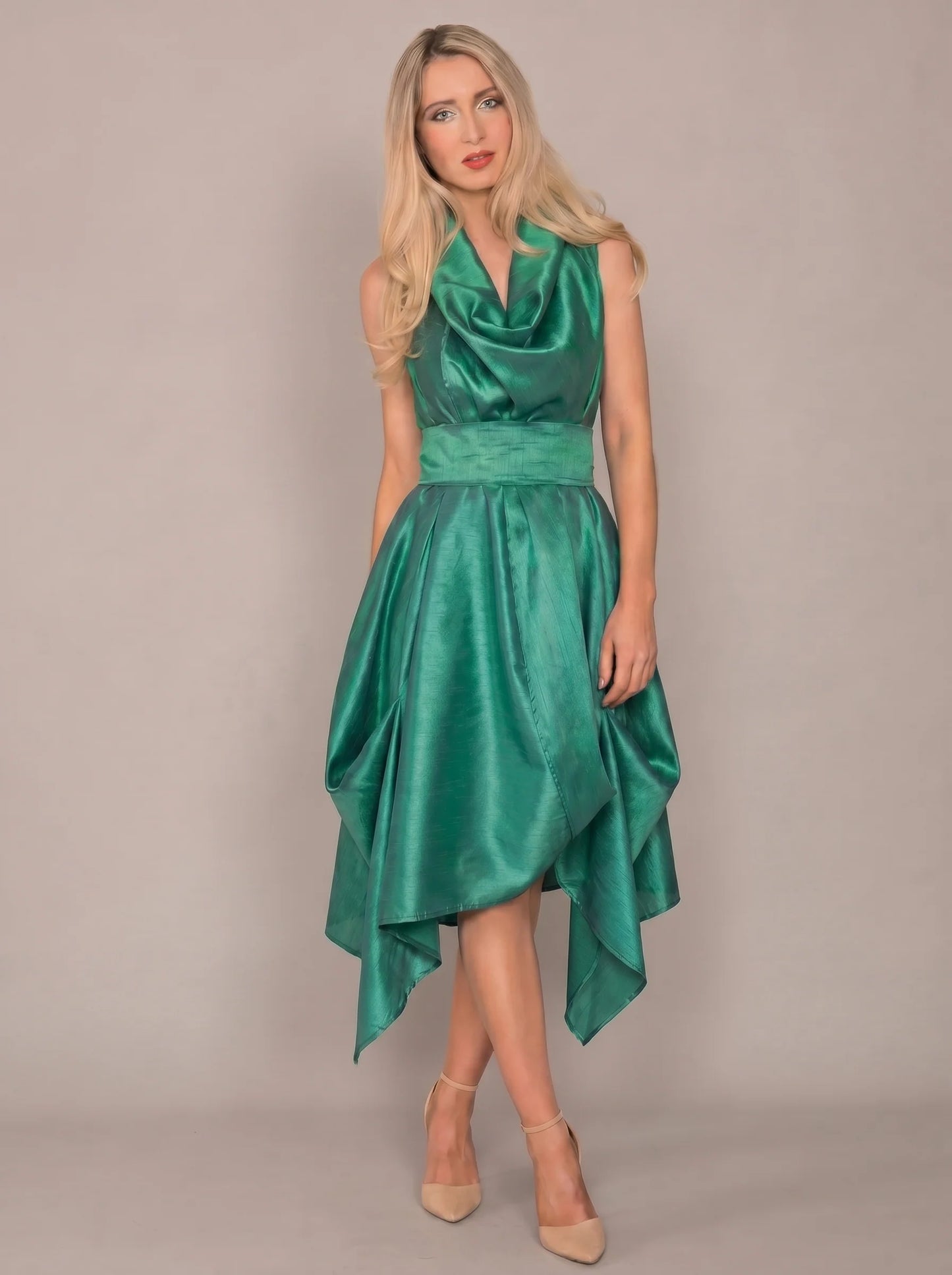 Jolaby wrap rouched dress green