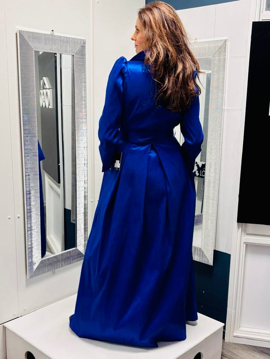 Blue belted wrap dress