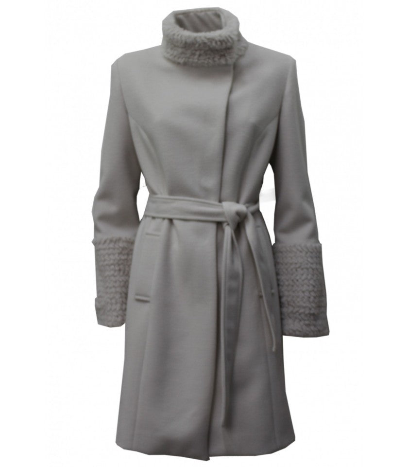 FLY GIRL WOOL COAT WITH FAUX FUR CUFF & COLLAR DETAIL