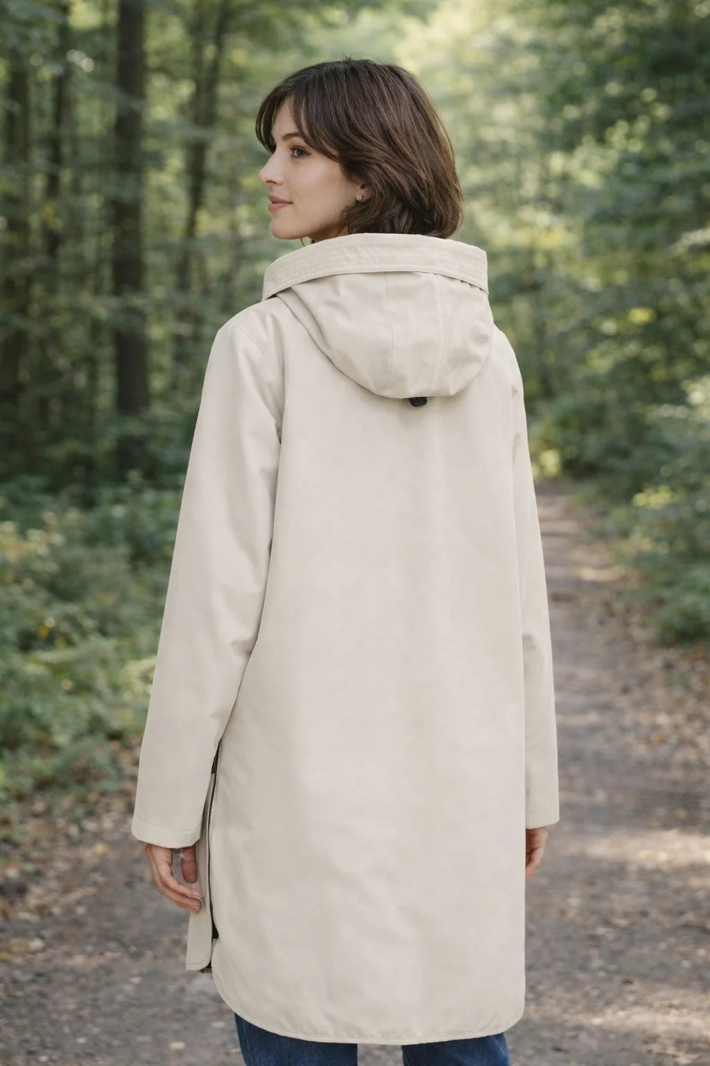 Fransa cream rain jacket with black zips