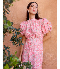 Sinitra leaves pink dress