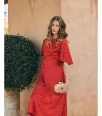 Maeve cross over burnt orange/red dress