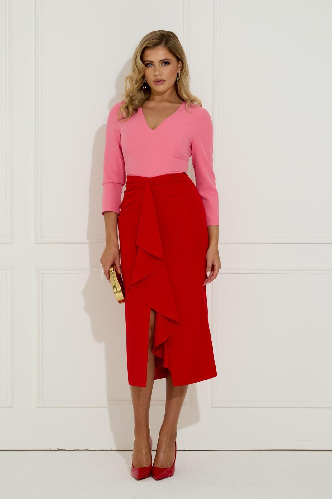 Red and pink 8th sign dress