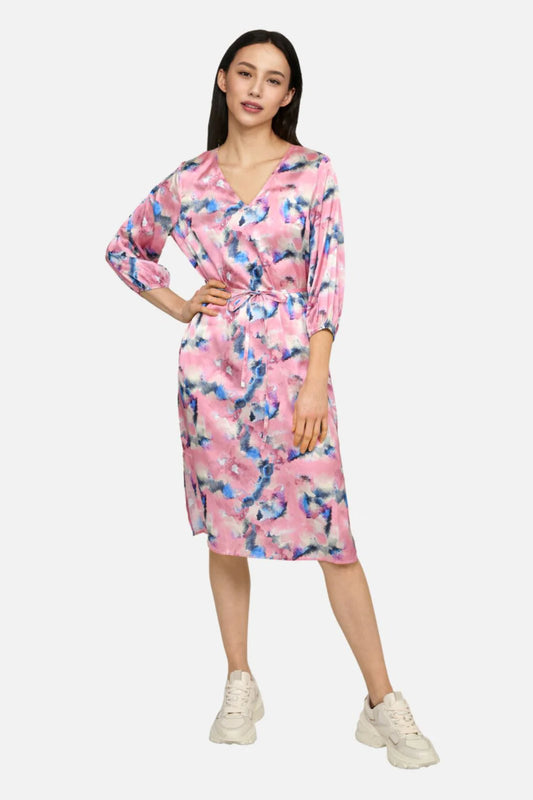 Danish v neck pink pattern dress