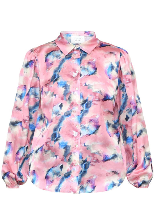 Pink water print blouse