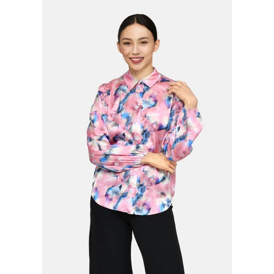 Pink water print blouse