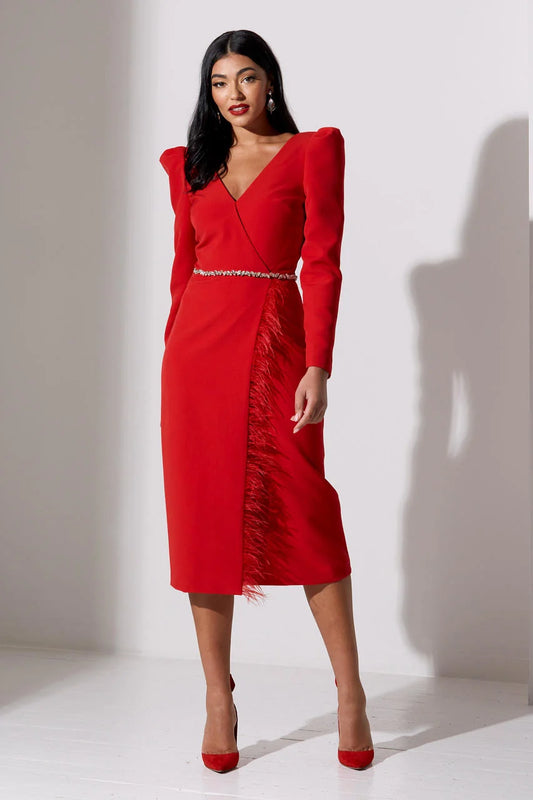 Vivienne Feather dress in red