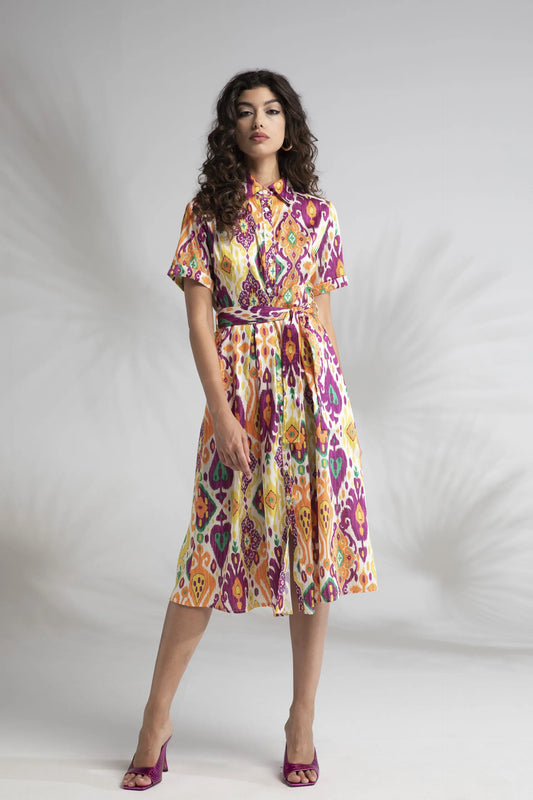 Le Sarte Del Sole Diamond Print Shirt Dress